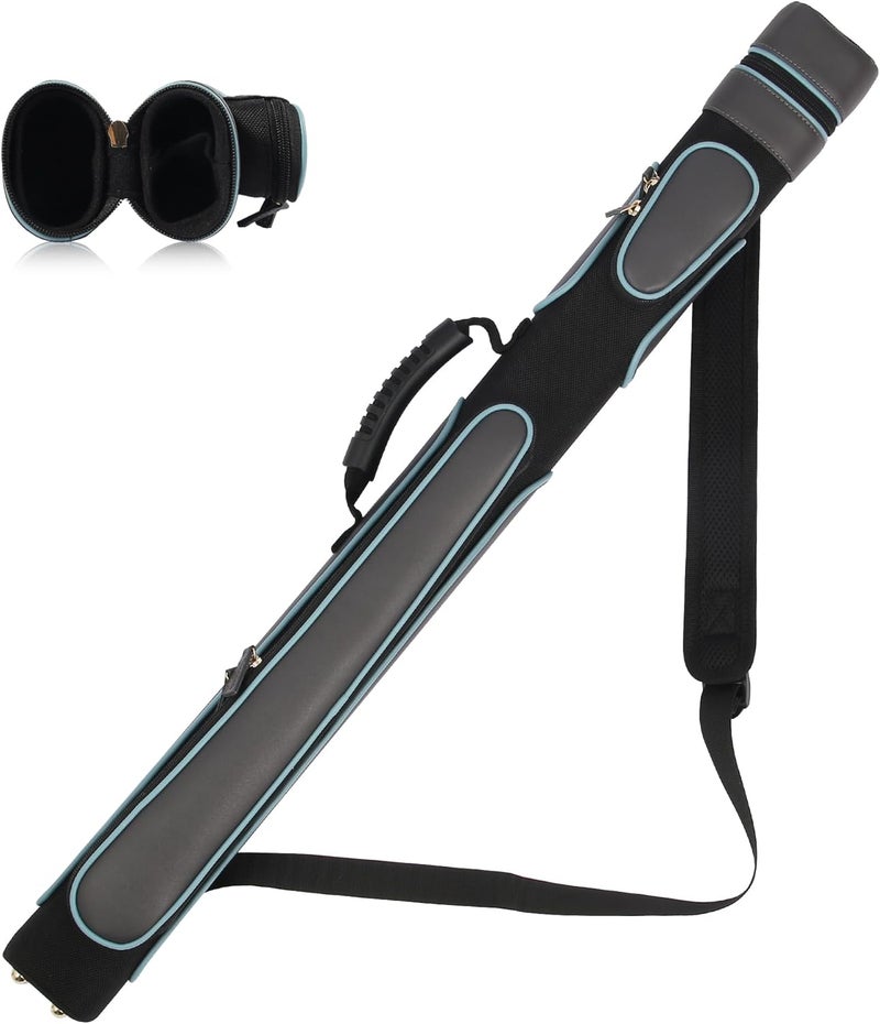 Yautja Pool Cue Case, Hard Pool Stick Case 1x1, Holds 1 Complete of 2-Piece Cue, with 2 Zipper Pockets, Soft Shoulder Strap Handle, Waterproof PU Billiard Stick Bag, Billiards Pool Accessories for Man Women - Image 1